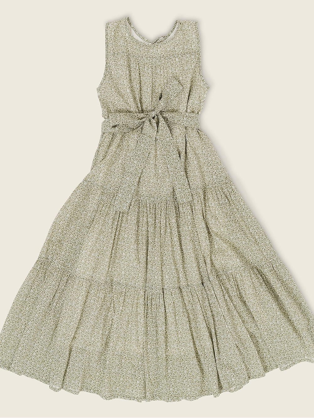 Laude the Label Tiered Maxi Dress Sage Green Micro Ditsy Floral Organic Cotton M - Picture 1 of 12